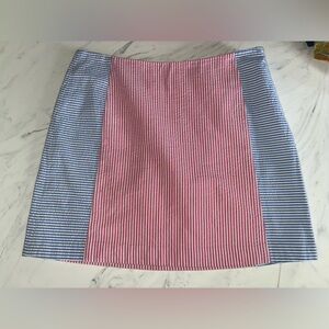 Vineyard vines blue white pink stripe seersucker skirt color block panel 6